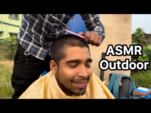 ASMR Haircut and Head massage [ASMR Outdoor]