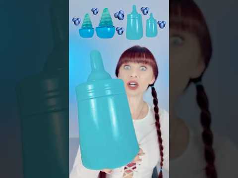 ASMR Giant Jelly Gummy Bottle, Small Blue Lollipop  #mukbang #eatingsounds #eating