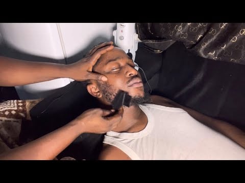 Asmr ✨Facial hair and beard play, scratching,spraying,brushing and gum chewing sound.
