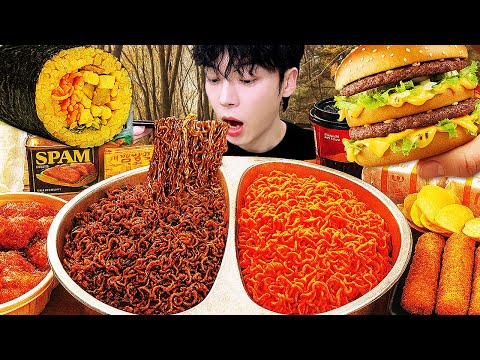 ASMR MUKBANG 편의점 핵불닭 !! 떡볶이 & 핫도그 & 김밥 FIRE Noodle & HOT DOG & GIMBAP EATING SOUND!