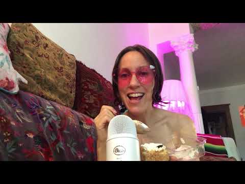 ASMR eating Cake diet coke soft spoken