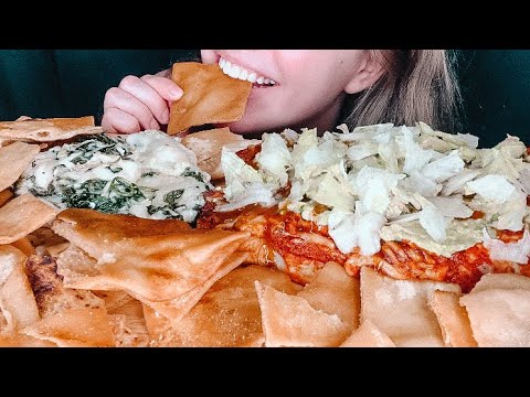 ASMR VEGAN ENCHILADAS & SPINACH ARTICHOKE DIP W/ PITA CHIPS MUKBANG