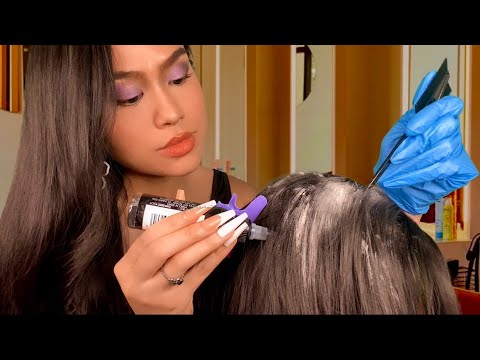 ASMR Scalp Check + Treatment (Scalp Massage, Scratching 4 DANDRUFF REMOVAL @ Hair Salon) Gum Chewing