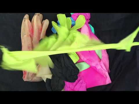 LATEX GLOVES 👉  RIPPING  USED GLOVES  💜💚  [[ASMR]]