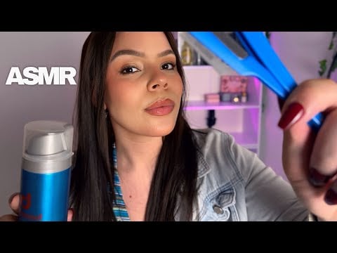 ASMR fazendo sua barba e cortando seu cabelo na barbearia do soninho 💈