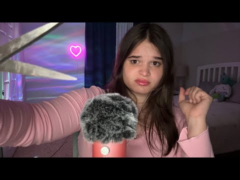 ASMR Mean Big Sister Fixes your Eyebrows [Plucking, Snipping, ASMR Roleplay]