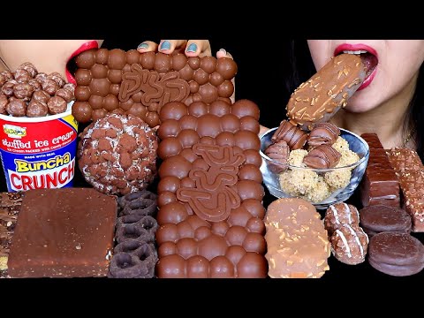 ASMR GIANT BUBBLY CHOCOLATE, BUNCHA CRUNCH ICE CREAM, MINI KINDER CEREAL, DARK CHOCOLATE OREO 먹방