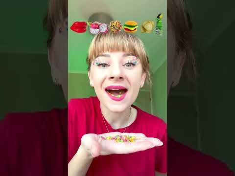 ASMR Emoji Chewy Lips, Nerds, Gummy Burger, Pickles #shorts