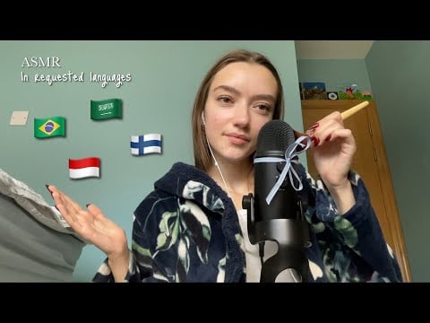 ASMR in requested languages!| Portuguese, Arabic, Indonesian & Finnish| Mic brushing + Soft Whispers