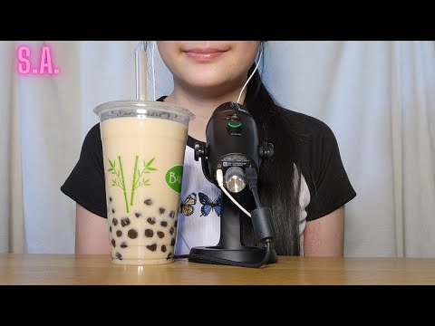 || ASMR || Jasmine Milk Tea w/ Bubbles Drinking Sounds (NOTALKING)