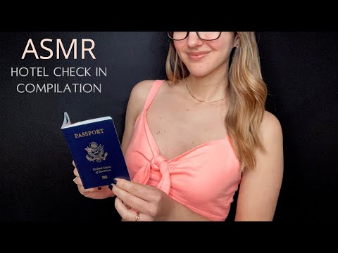 ASMR Hotel Check In Compilation (Soft Spoken, Keyboard Typing)