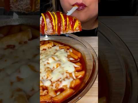 Cheesy Corn dog #shorts #asmr #eatingshow #cheese
