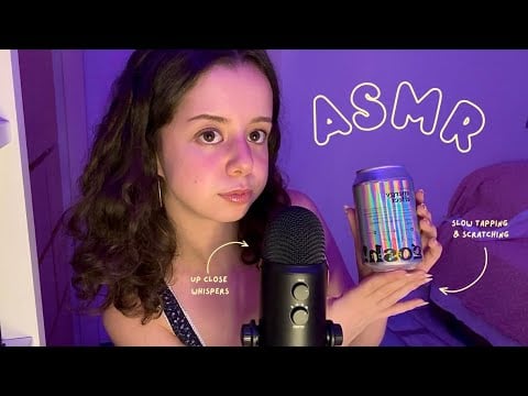 ASMR ⊹ close whispers & soft tapping/scratching on random things, clicky sounds (cardboard, plastic)