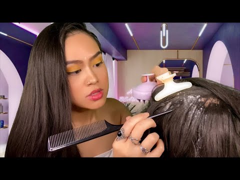 ASMR Scalp Check + Treatment (Scalp Massage, Scratching, Dandruff Removal) @ Hair Salon Gum Chewing