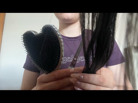 ASMR real hair cut, brushing, straightening & spraying 🎀 no talking 