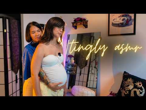 pregnancy asmr with rebozo, hair brushing, prenatal massage & soul touch therapy