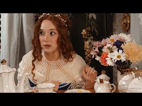 ASMR Castle Gossip | High Tea in the Garden | Gentle Fountain Ambience