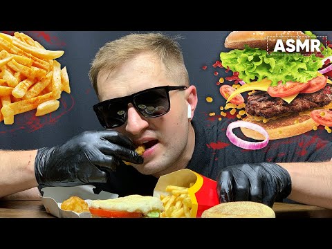 ASMR CHEESEBURGERS & CHICKEN NUGGETS MUKBANG No Talking EATING SOUNDS   Andrew ASMR