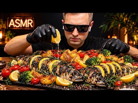 LEMON GARLIC FISH FEAST! 🐟🍋🔥 | ASMR Eating Sounds