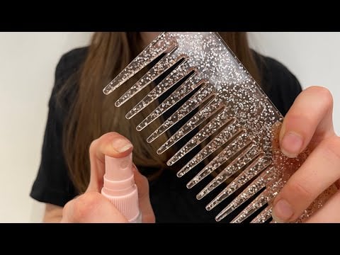 ASMR Spraying + combing your hair | spray sounds | hand movements | No talking