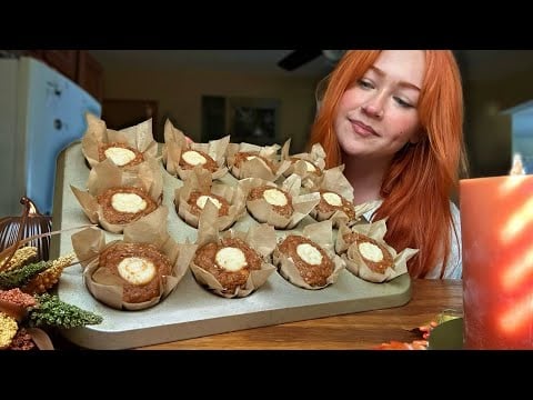 ASMR Baking Pumpkin Muffins On A Rainy Day 🍂 (Close Breathy Whispers, Rain Sounds)