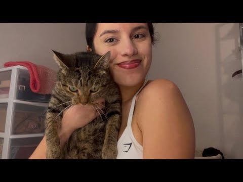 ASMR grwm for the gym (my cat joins)🩷