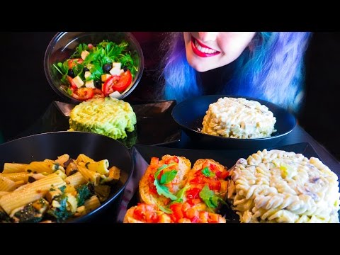 MUKBANG-ASMR: Pasta Party | Italian Feast 20K ~ Relaxing Eating Sounds [No Talking | Vegan] 😻