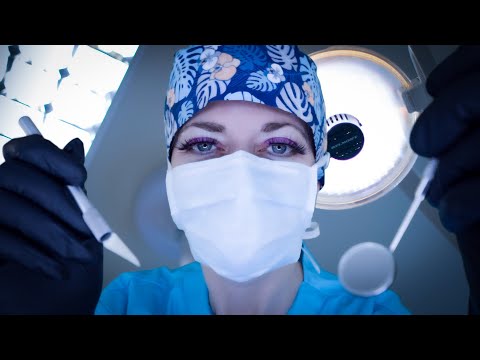 ASMR Dental Exam & Abscess Drainage - Scraping, Picking, Suction, Anaesthesia, Vinyl Gloves, Typing