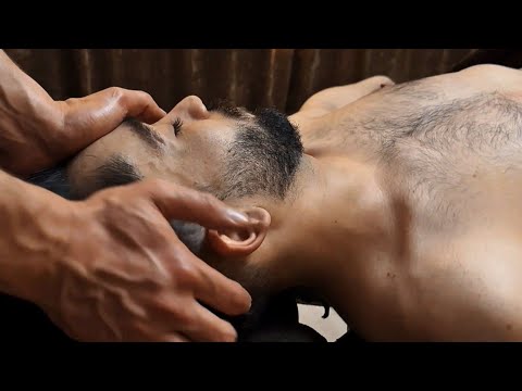 He Enjoys Strong ASMR Full Body Massage & Head Tingeling by Professional Therapist