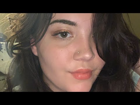 ASMR lip gloss kissing sounds and hair brushing