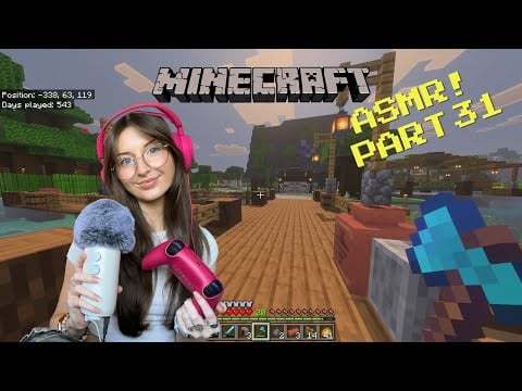 ASMR Cosy build with me Minecraft gameplay!🕯️(whispering, PS5 controller clicking, gum chewing) 