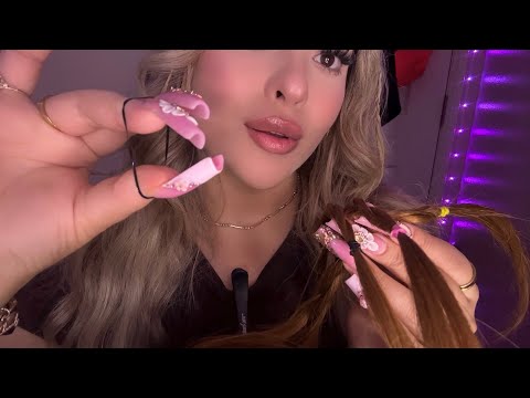 ASMR New Hairstyle - Twisty Braids & Rubber Bands Tying ✨🪞 