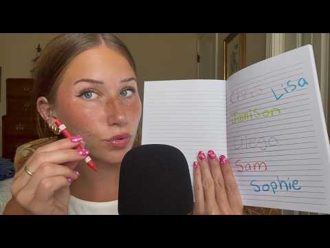 ASMR Writing YOUR Names 🖍 | Close Whispering, Writing & Paper Sounds
