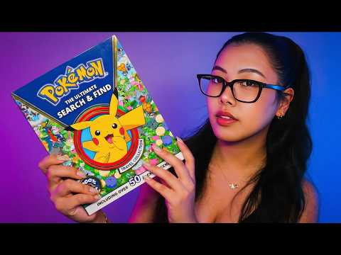 ASMR 📖 Reading Pokémon Search & Find! ✨ Soft Spoken & Paper Tracing For Sleep 💤
