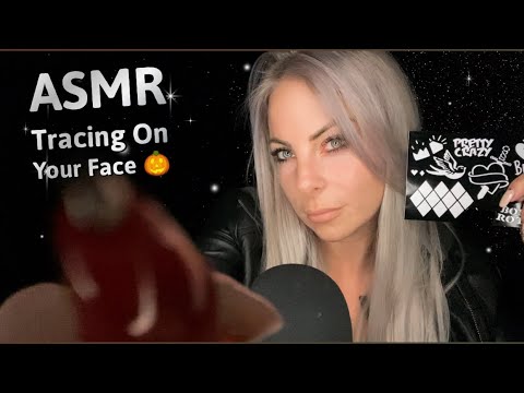 ASMR | Tracing Halloween 🎃 stencils On Your Face | Personal Attention | Screen Tapping | Whispering