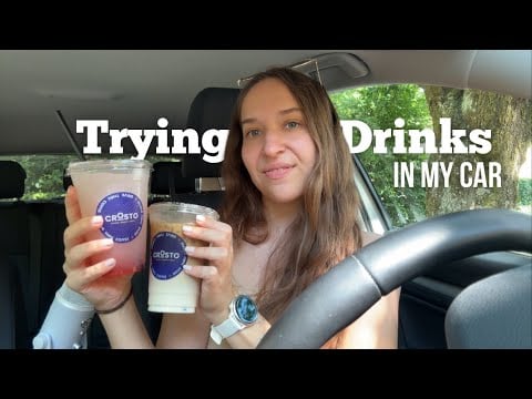 ASMR In My Car 🚘 Trying Crosto Drinks 🥤 | Relaxing Whisper Ramble & Iced Coffee Sounds