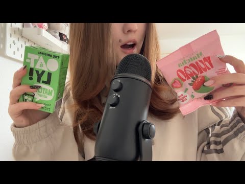 asmr haul ☆ rambling & trying matcha snacks (tapping, eating sounds)