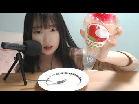 ASMR 리치 한국 쿄호젤리 먹방 KYOHO JELLO EATING SOUNDS 巨峰ゼリー