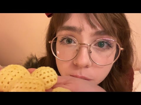 awkward girl eats snacks ASMR