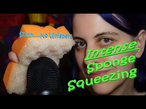 ASMR Intense Sponge Squeezing On The Mic (Soft & Scratchy Sides) - No Whispers