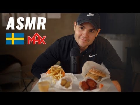 ASMR in Swedish 🇸🇪 Eating Swedish Burger Menu ! 🍔🍟