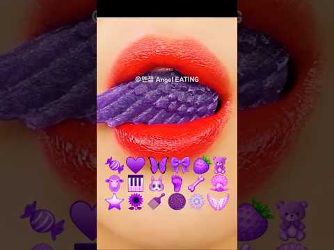 asmr PURPLE & RED EMOJI FOOD KOHAKUTOU 보라색 & 빨간색 이모지 먹방 코하쿠토 eating sounds