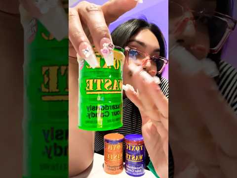SOUR CANDY ASMR | trying TOXIC WASTE sucking hard candy #sour #candy