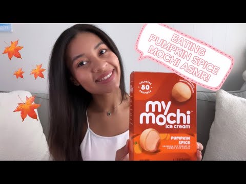 ASMR - Pumpkin spice Mochi Ice cream (Eating Sounds)