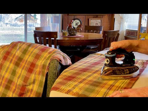 Retro Ironing! (No talking version) Old fashioned steam iron! Country linens & fabrics~ASMR