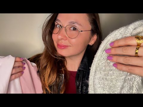 ASMR fabric sounds on my jacket and sweater collection 🧥👚🖤