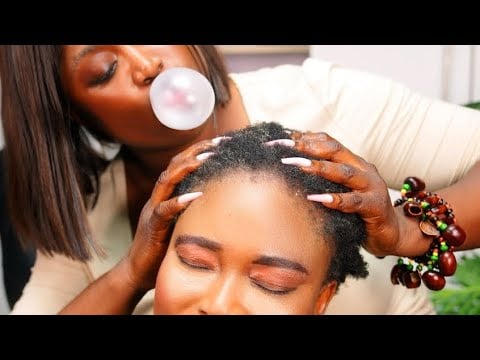 ASMR✨Whispering Long Nails Hair Parting on my mom Hair Trimming, Hair Brushing & Scalp Scratching