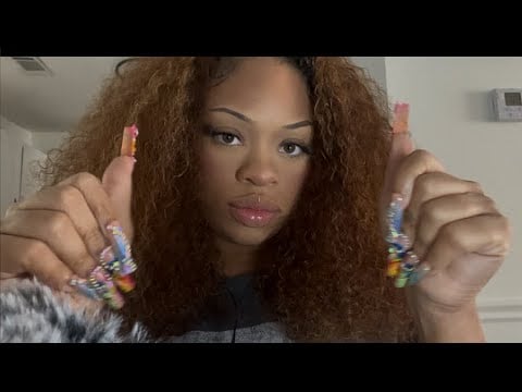 ASMR Long Nail Sounds and Gum Chewing 