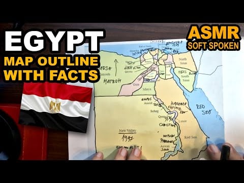 ASMR - Drawing EGYPT governorates map outline and explaining best known facts for each | Soft Spoken