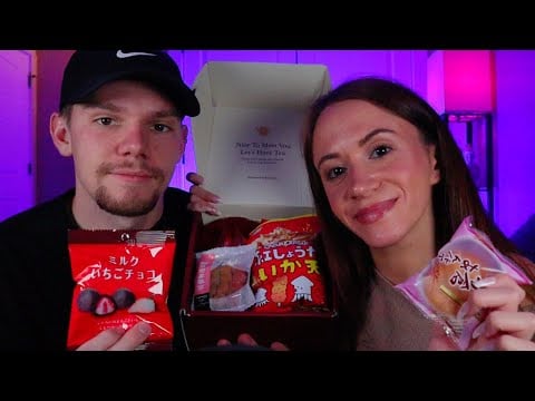 ASMR / Trying Japanese Snacks w/ My Boyfriend (Sakuraco unboxing)